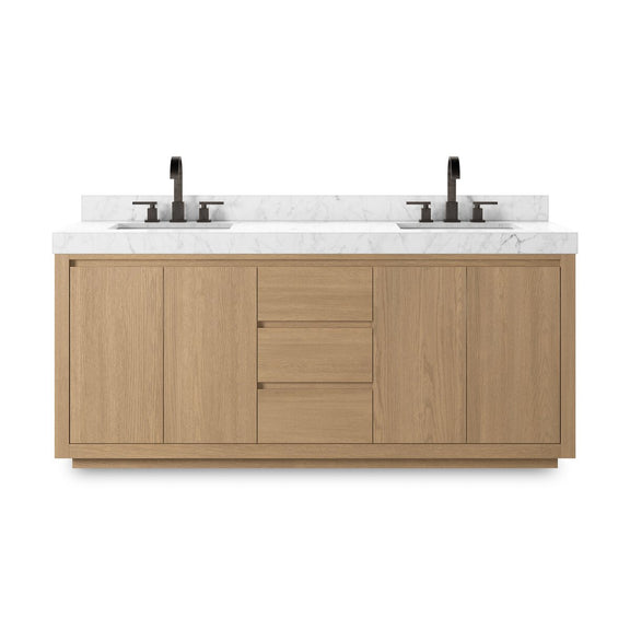 Everett Double Vanity - Satin Light Wash Oak Veneer