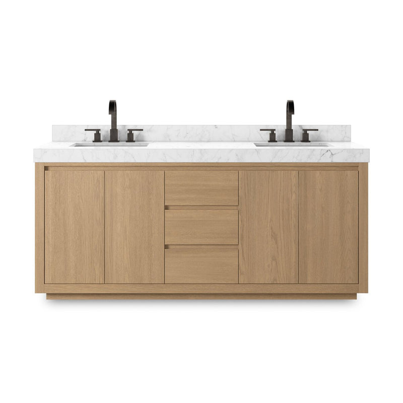 Everett Double Vanity - Satin Light Wash Oak Veneer