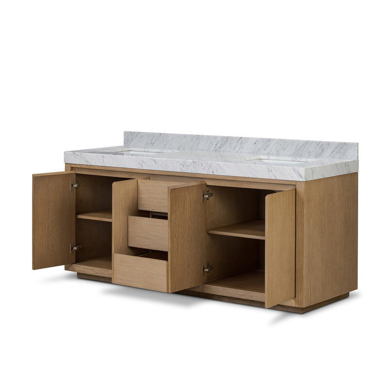 Everett Double Vanity - Satin Light Wash Oak Veneer