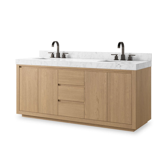 Everett Double Vanity - Satin Light Wash Oak Veneer
