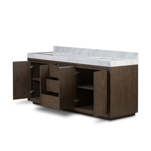 Everett Double Vanity - Satin Espresso Oak Veneer