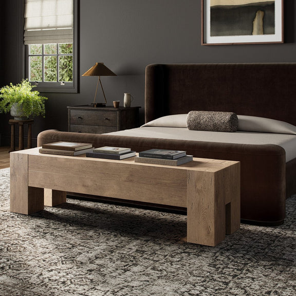 Abaso Accent Bench - Whitewash Rustic Wormwood Oak