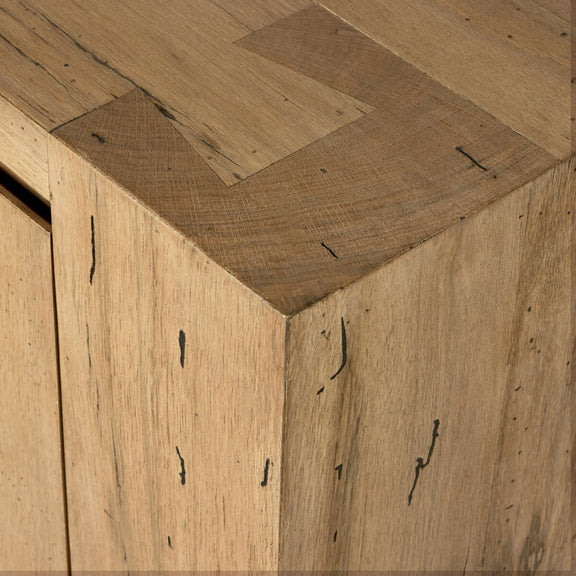 Abaso Media Console - Rustic Wormwood Oak