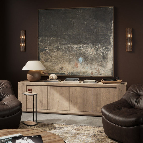 Abaso Media Console - Rustic Wormwood Oak