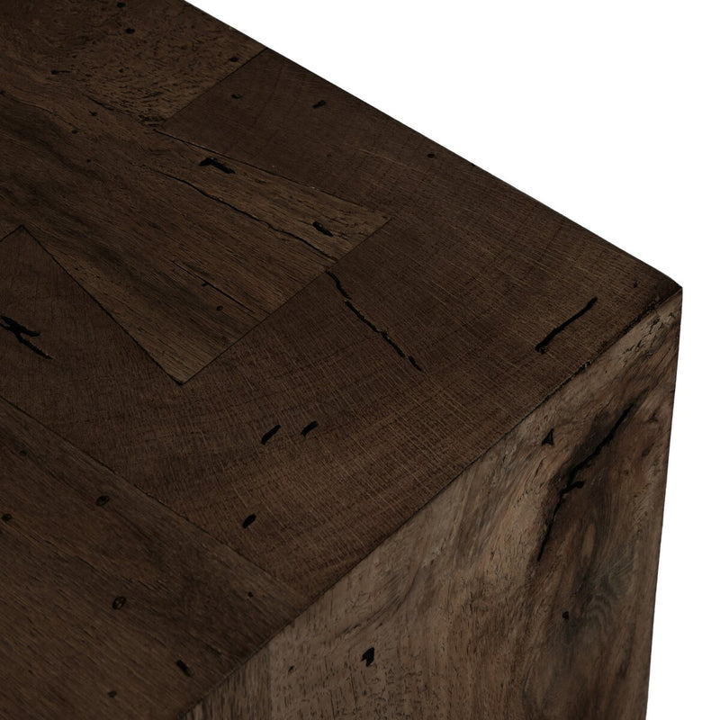 Abaso Media Console - Ebony Rustic Wormwood Oak