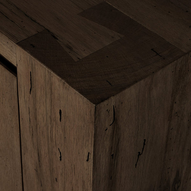 Abaso Media Console - Ebony Rustic Wormwood Oak