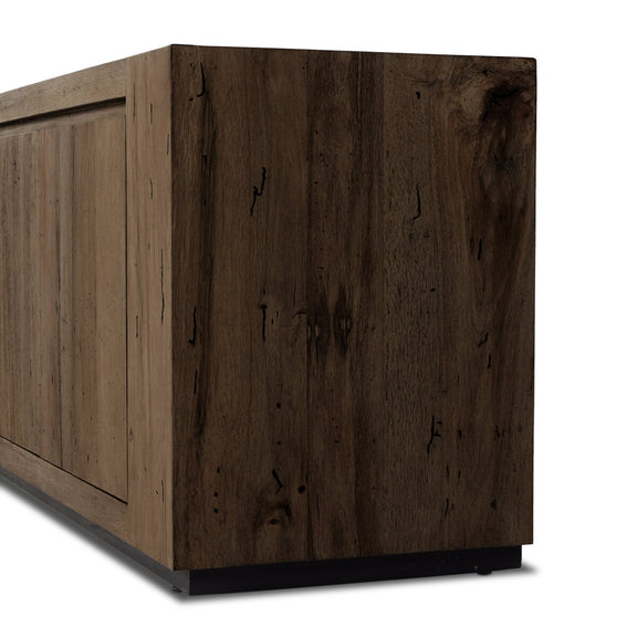 Abaso Media Console - Ebony Rustic Wormwood Oak
