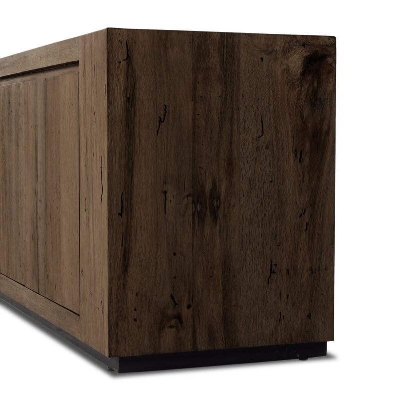 Abaso Media Console - Ebony Rustic Wormwood Oak