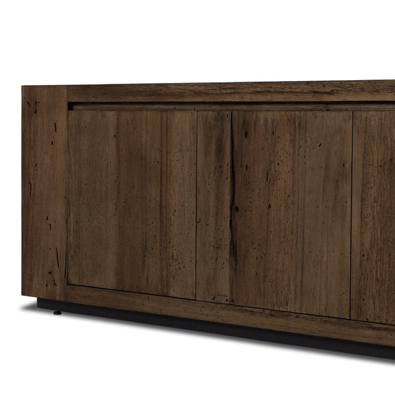 Abaso Media Console - Ebony Rustic Wormwood Oak