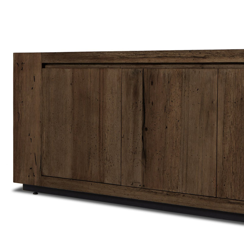 Abaso Media Console - Ebony Rustic Wormwood Oak