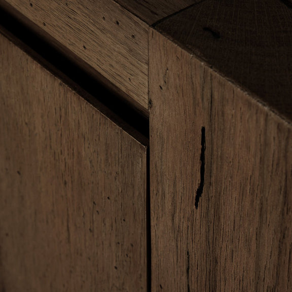 Abaso Media Console - Ebony Rustic Wormwood Oak