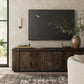Abaso Media Console - Ebony Rustic Wormwood Oak