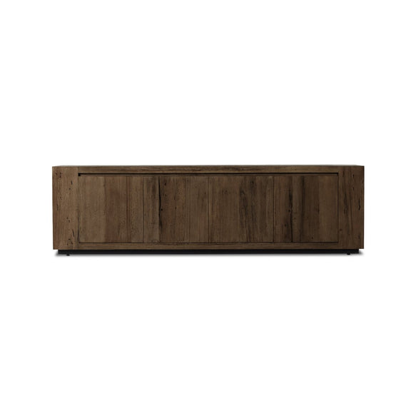 Abaso Media Console - Ebony Rustic Wormwood Oak