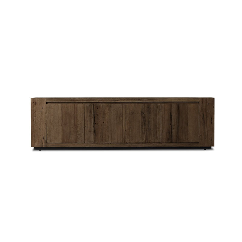 Abaso Media Console - Ebony Rustic Wormwood Oak