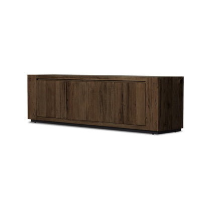 Abaso Media Console - Ebony Rustic Wormwood Oak