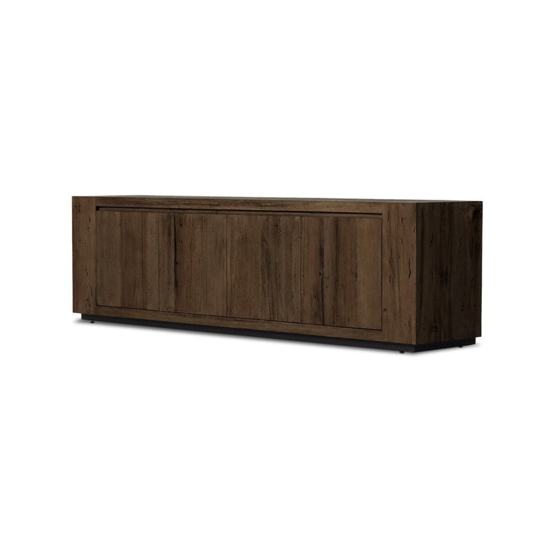 Abaso Media Console - Ebony Rustic Wormwood Oak