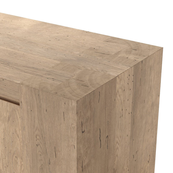 Abaso Media Console - Whitewash Rustic Wormwood Oak
