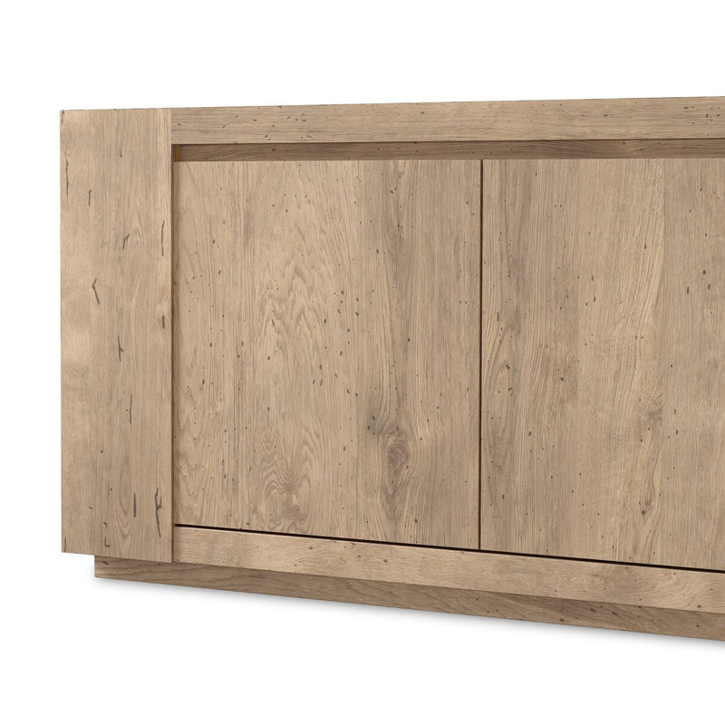 Abaso Media Console - Whitewash Rustic Wormwood Oak