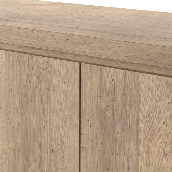 Abaso Media Console - Whitewash Rustic Wormwood Oak