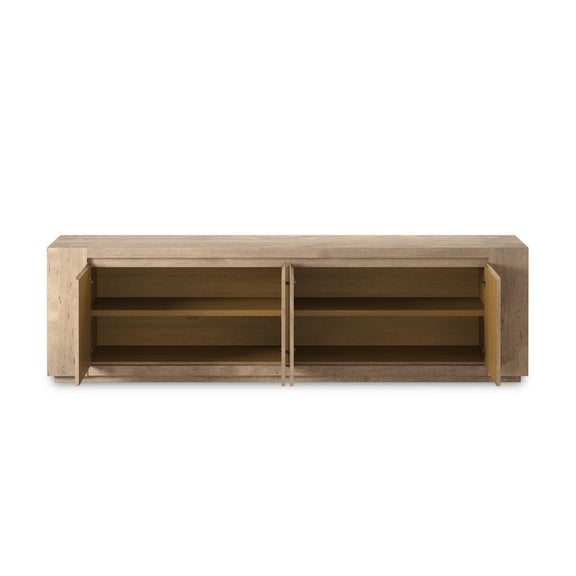 Abaso Media Console - Whitewash Rustic Wormwood Oak