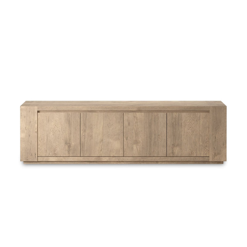 Abaso Media Console - Whitewash Rustic Wormwood Oak