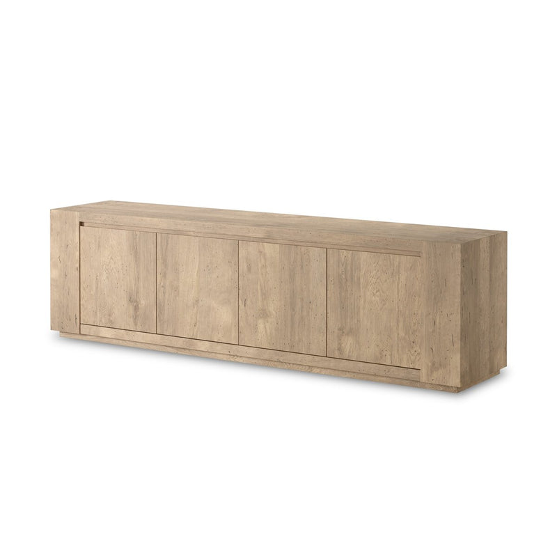Abaso Media Console - Whitewash Rustic Wormwood Oak