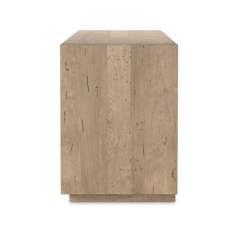 Abaso Media Console - Whitewash Rustic Wormwood Oak