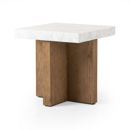 Bellamy End Table - White Carrara Marble