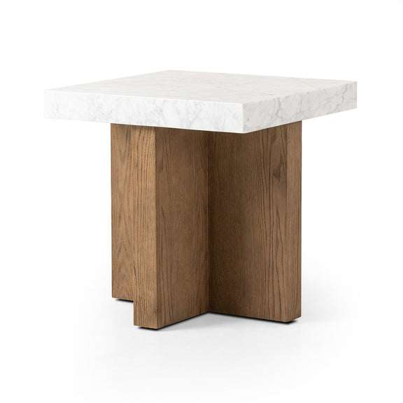 Bellamy End Table - White Carrara Marble