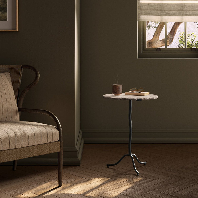 Sophie End Table - Creamy Taupe Marble