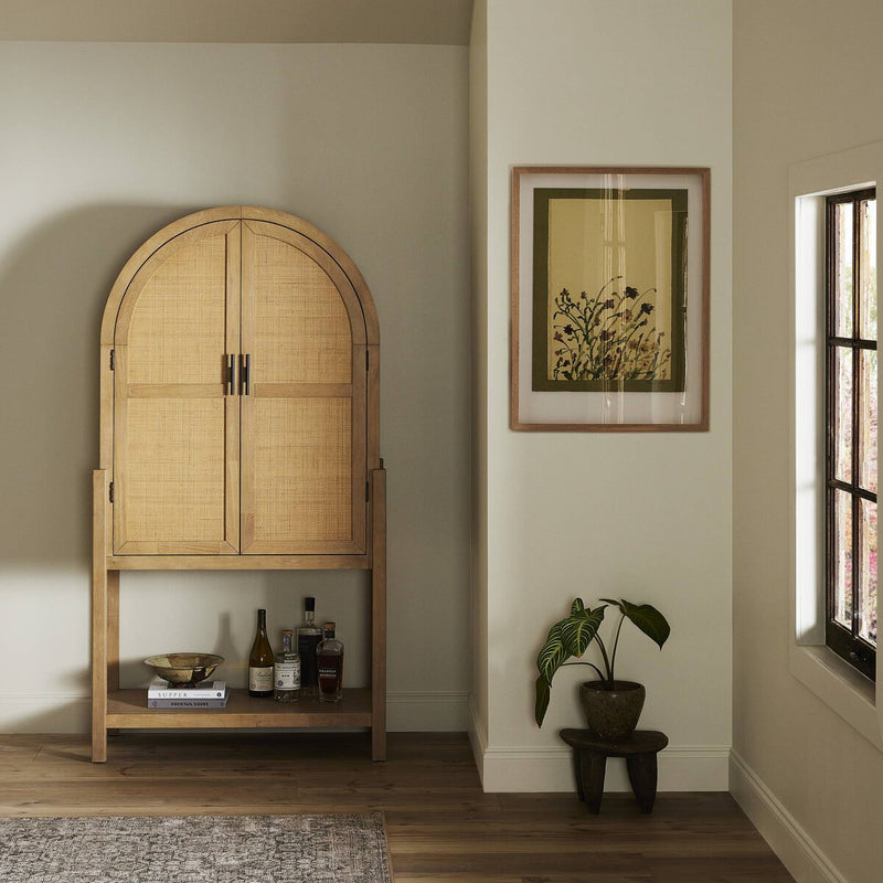 Caprice Tall Bar Cabinet - Light Natural Parawood Veneer