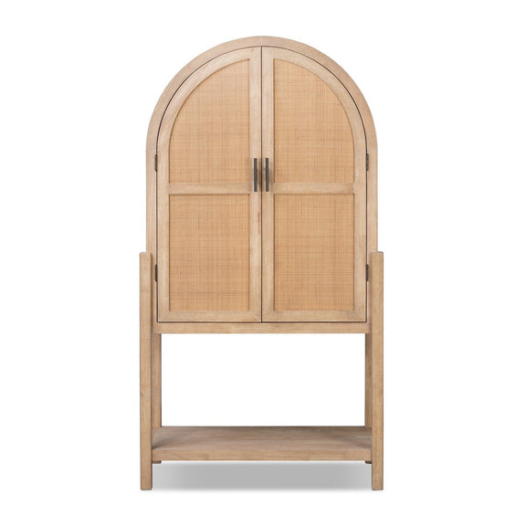 Caprice Tall Bar Cabinet - Light Natural Parawood Veneer