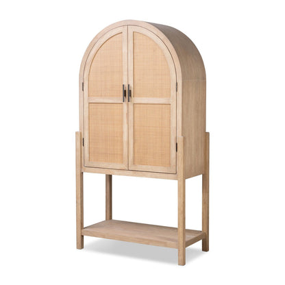 Caprice Tall Bar Cabinet - Light Natural Parawood Veneer