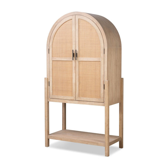 Caprice Tall Bar Cabinet - Light Natural Parawood Veneer