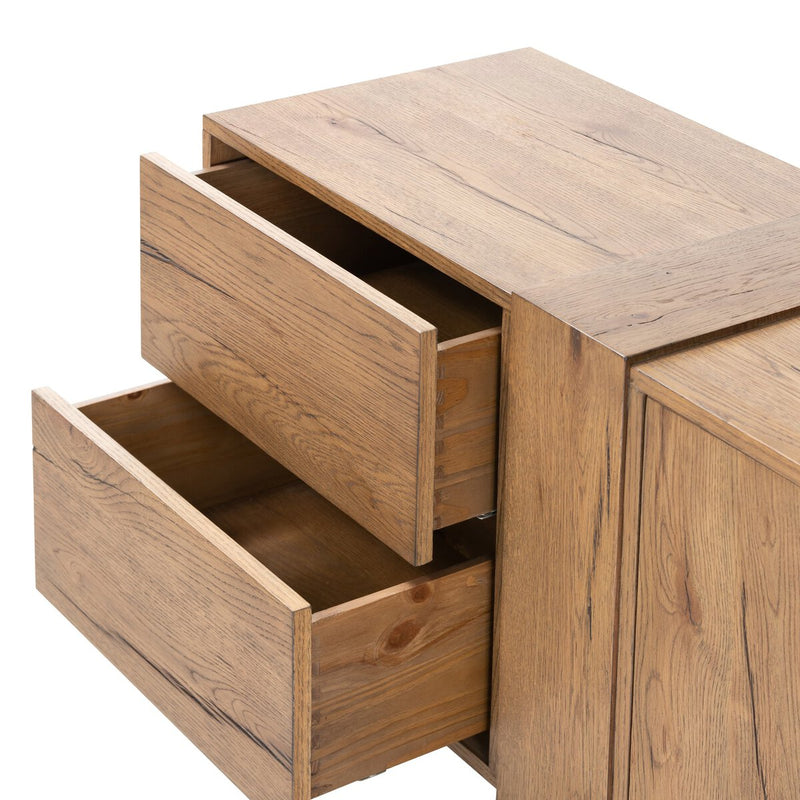 Fisher Media Console - Rustic Amber Oak
