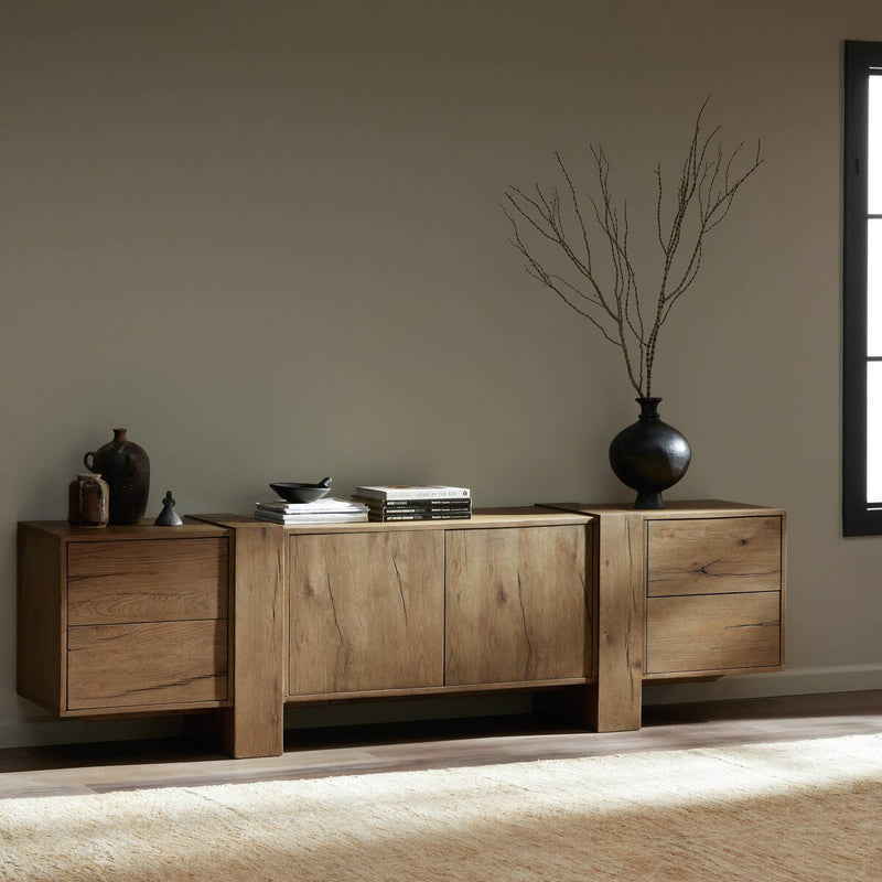 Fisher Media Console - Rustic Amber Oak