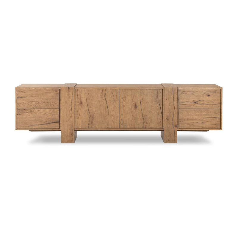 Fisher Media Console - Rustic Amber Oak
