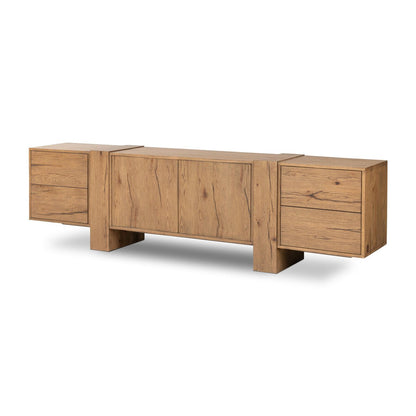 Fisher Media Console - Rustic Amber Oak