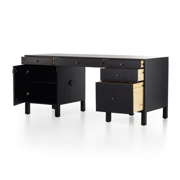 Isador Executive Desk - Black Wash Poplar
