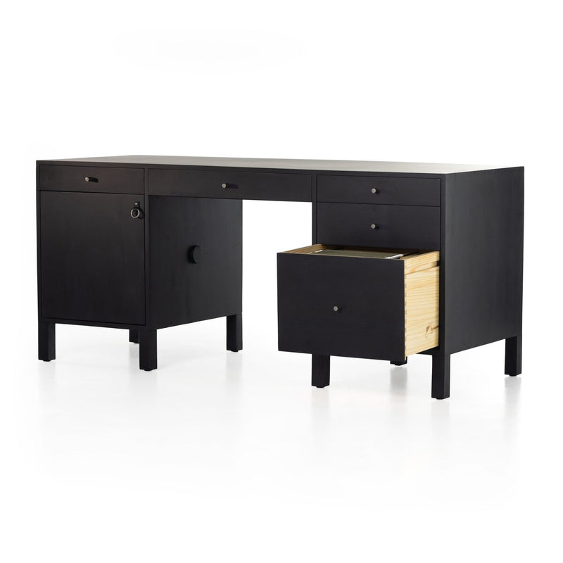 Isador Executive Desk - Black Wash Poplar