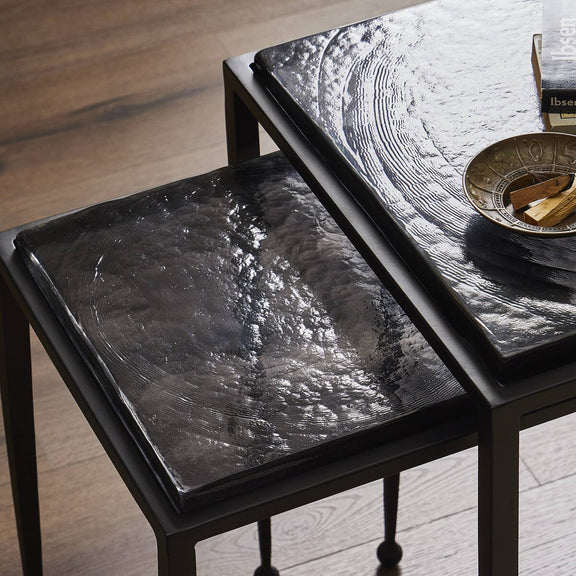 Dalston Nesting End Table Set - Smoked Black Cast Glass