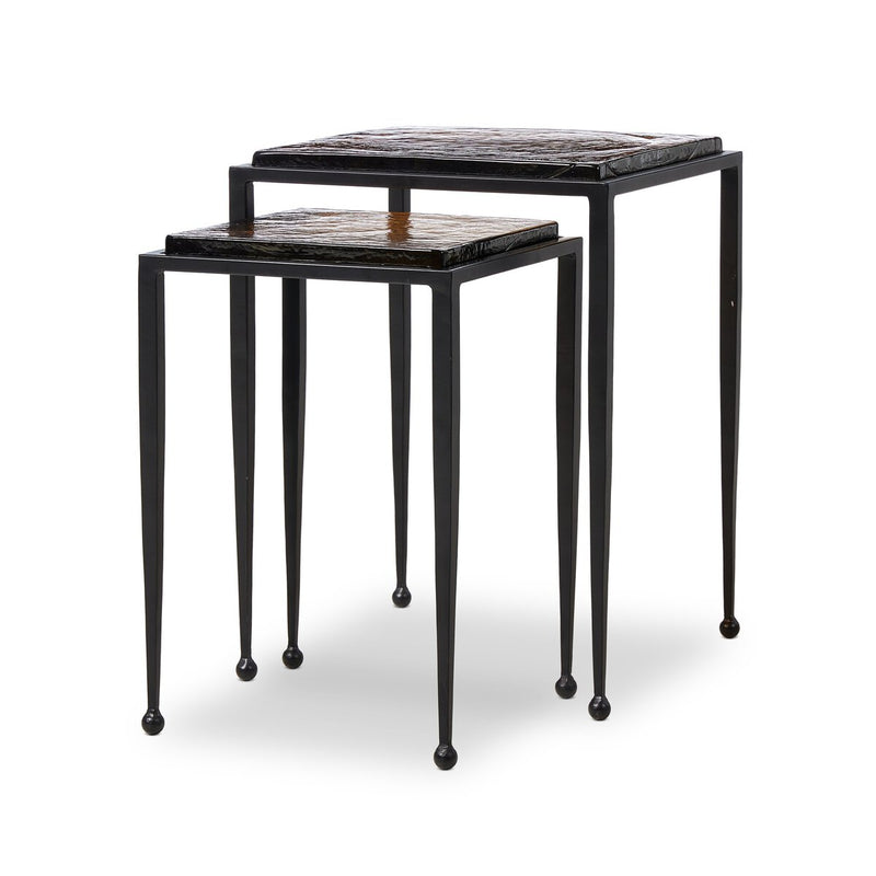 Dalston Nesting End Table Set - Amber Cast Glass