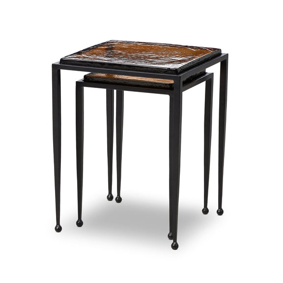 Dalston Nesting End Table Set - Amber Cast Glass