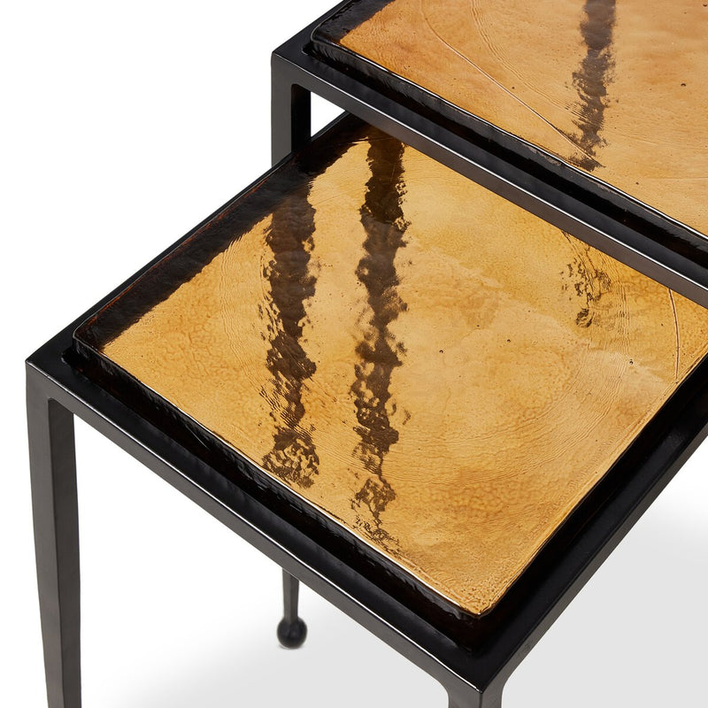 Dalston Nesting End Table Set - Amber Cast Glass