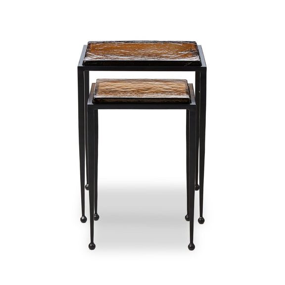 Dalston Nesting End Table Set - Amber Cast Glass