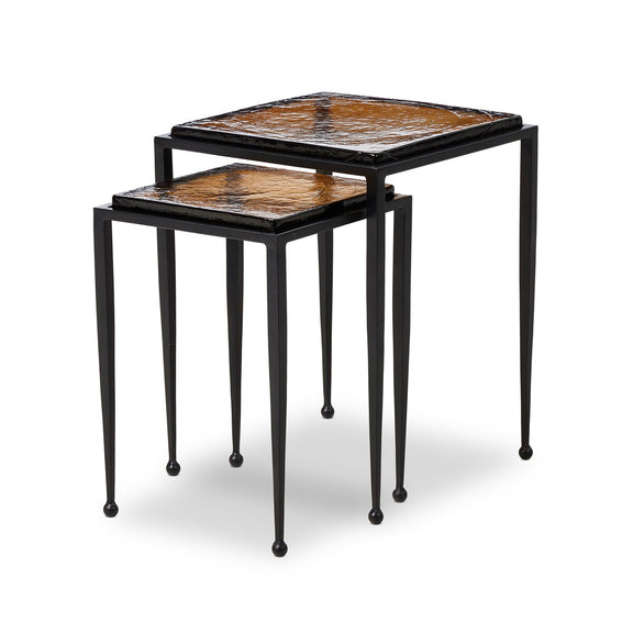 Dalston Nesting End Table Set - Amber Cast Glass