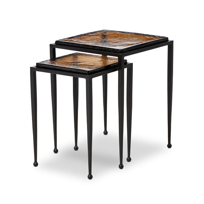 Dalston Nesting End Table Set - Amber Cast Glass