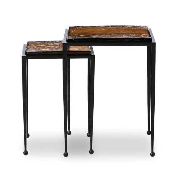 Dalston Nesting End Table Set - Amber Cast Glass