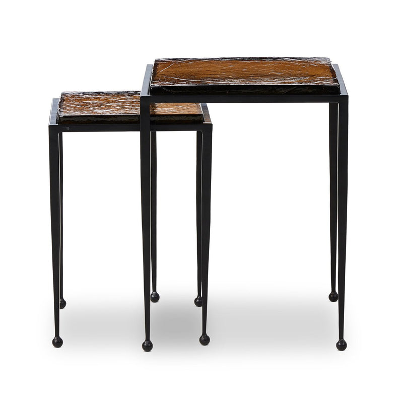 Dalston Nesting End Table Set - Amber Cast Glass