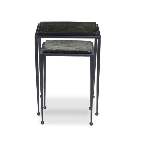 Dalston Nesting End Table Set - Moss Cast Glass
